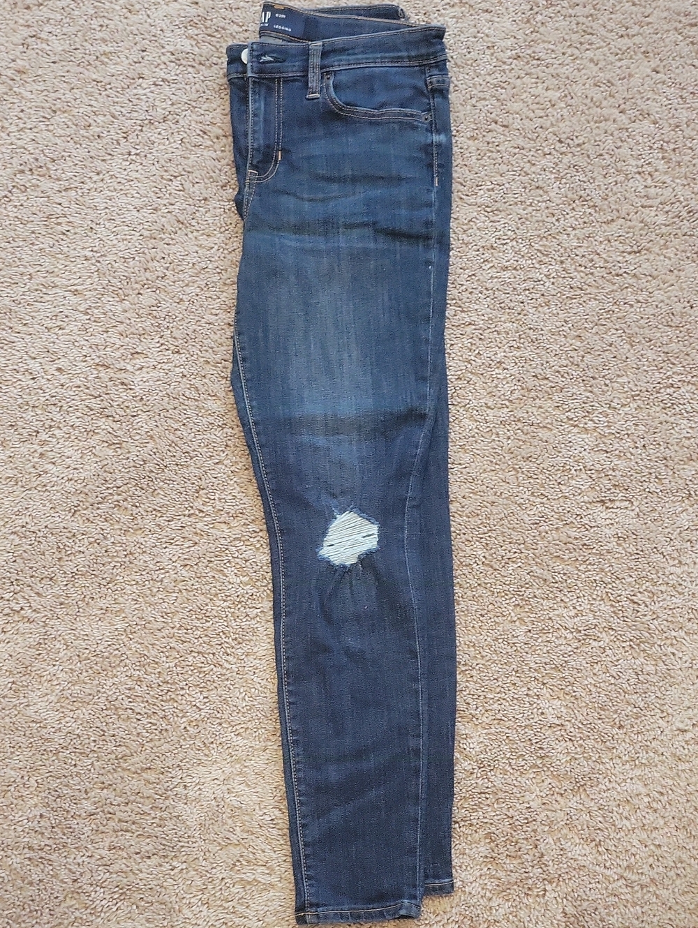GAP Dark Blue Skinny Jeans with Knee Distress